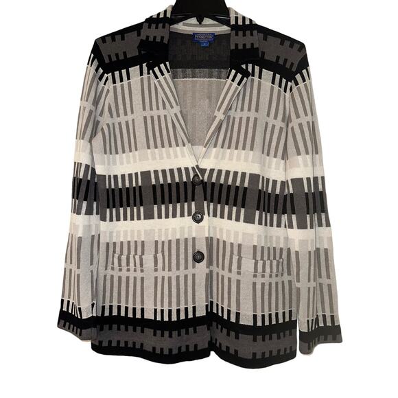 Pendleton size Medium Striped Linen Cotton Pockets Career Cardigan Blazer - Picture 1 of 10